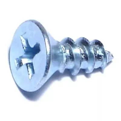 10-x-1-2-zinc-plated-steel-phillips-flat-head-sheet-metal-screws-100-count #10 X 1/2 Zinc Plated Steel Phillips Flat Head Sheet Metal Screws - 100 Count