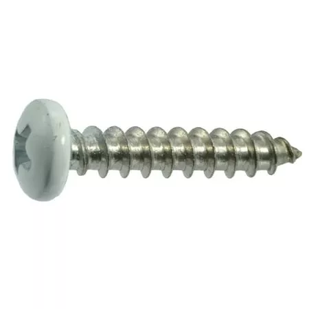 10-x-1-stainless-steel-white-phillips-pan-head-sheet-metal-screws-18-8-grade #10 X 1 Stainless Steel White Phillips Pan Head Sheet Metal Screws - 18-8 Grade